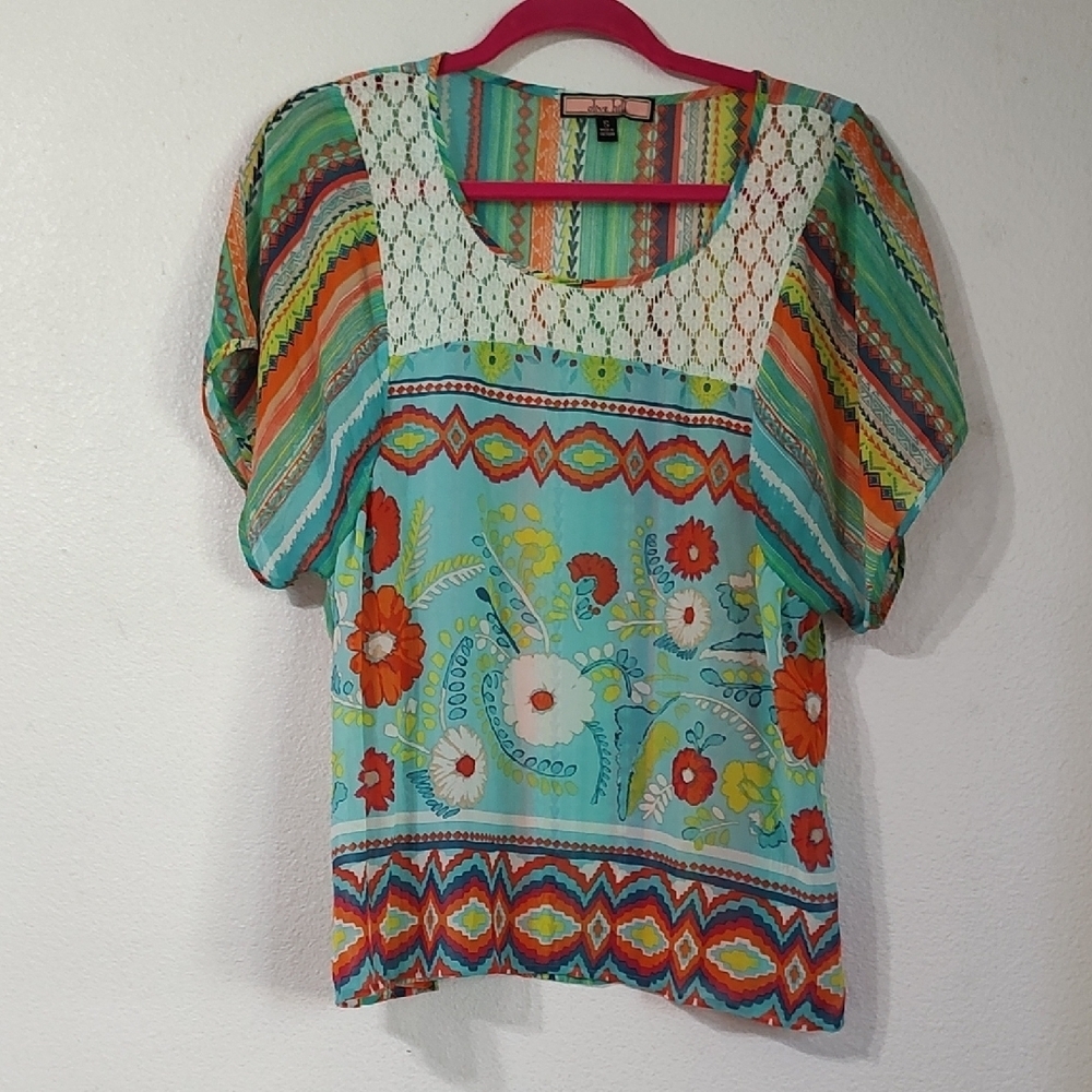 Olive Hill Short Sleeve Blouse Size S